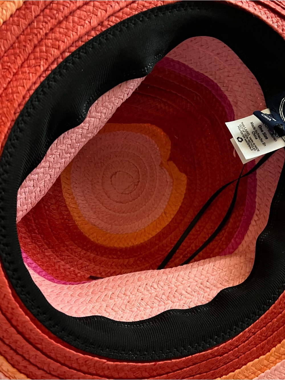 Women’s Wide Brim Sun Hat - Pink & Coral Stripe - Picture 5 of 7